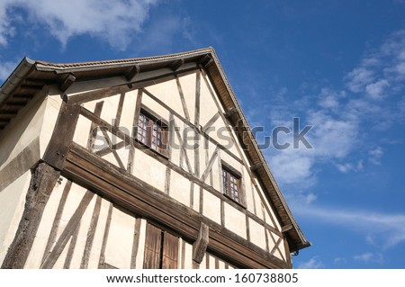 Normandy style timber frame building in La Roche Guyon, France