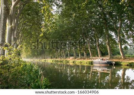 The Canal du Midi in the morning, in Beziers, southern France