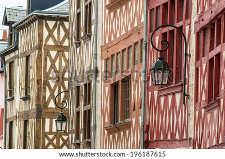 Timber frame houses in the old center of Orleans, France
