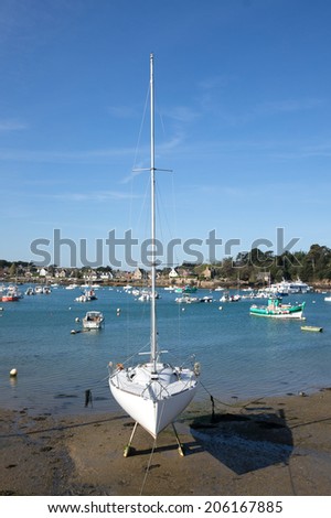 Yachts in the harbor, Ploumanach, Brittany, France