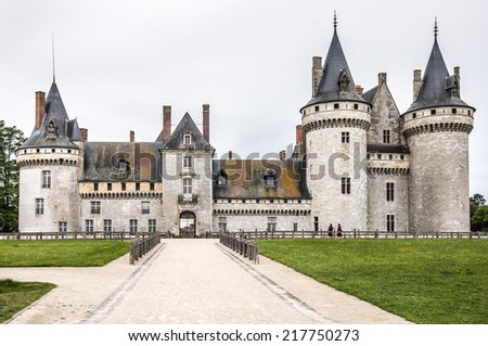 The chateau of Sully-sur-Loire, France. This castle is located in the Loire Valley, dates from the 14th century and is a prime example of medieval fortress.