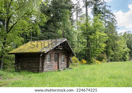 Small wooden house in the forest, Lorraine, France