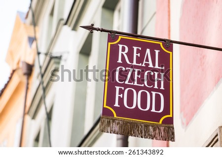 Czech food sign, Prague, Czech