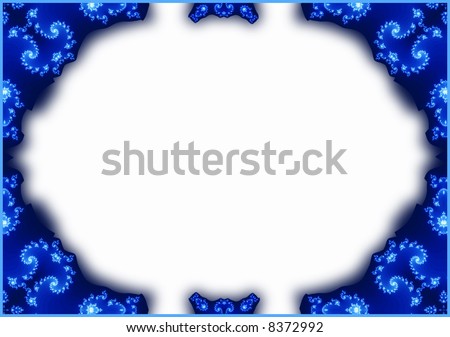 A white page bordered with blue frame generated by fractals
