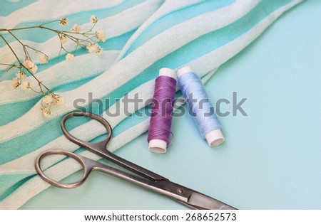 Household sewing kit craft  background