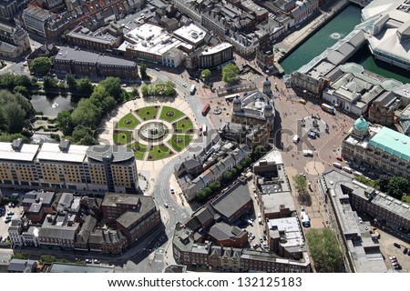 aerial view of Hull city centre in East Yorkshire