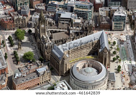 aerial view of Manchester Town Hall, UK