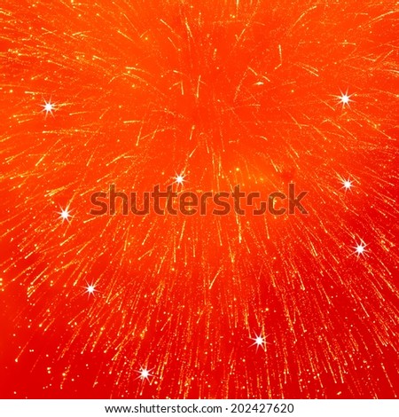 red fireworks against night background for new year celebration