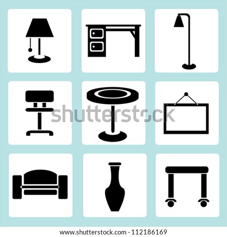 Furniture Icon Set Stock Vector Illustration 112186169 : Shutterstock