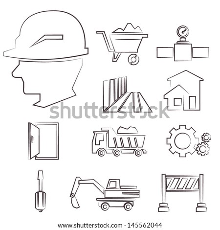 construction icons pencil sketch line icons set vector construction icons pencil sketch line icons set vector
