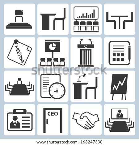 business meeting icons, business conference icons