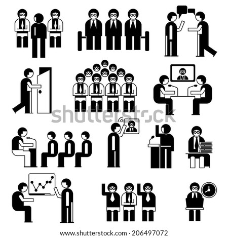 business conference and business meeting people set, business people icons