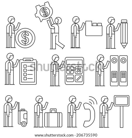 office people icons, business people people concept, line theme