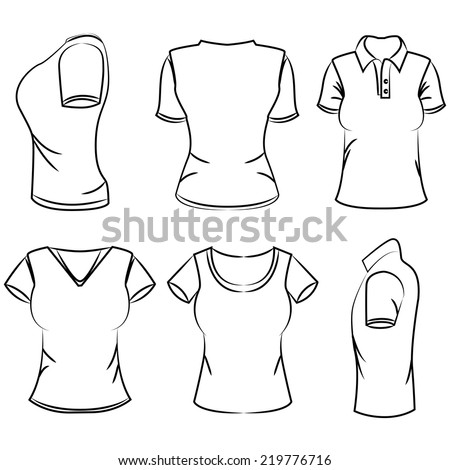 T Shirt Sketch Design Template Stock Vector Illustration 219776716 Shutterstock T Shirt Template Sketch