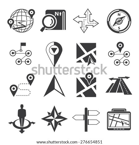 Navigation Icons, Map Icons Set Stock Vector Illustration 276654851