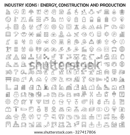 industry icons; energy, construction, production, manufacturing icons