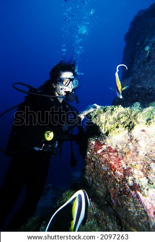 Adventure Diving on a Coral Reef, Indian Ocean