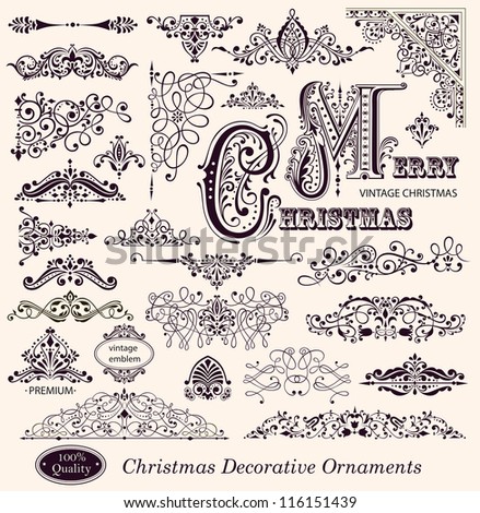 Vector collection of Christmas Ornaments and Decorative Elements borders frames Vector collection of Christmas Ornaments and Decorative Elements borders frames
