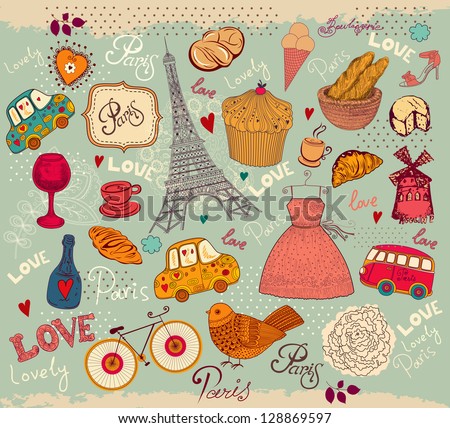 Vector set of Paris symbols Vector set of Paris symbols