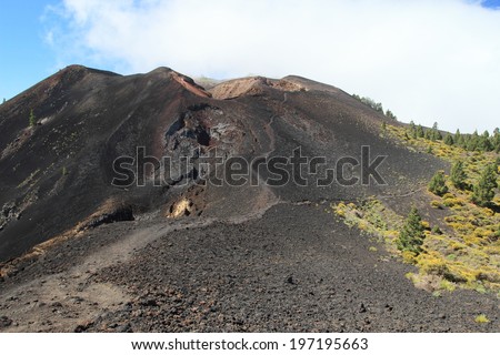 Volcanic landscape with walking trail on La Palma, Canary Islands