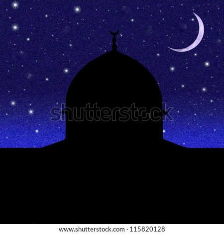 Dome of the Rock black silhouette on night sky background: a religious landmark. Jerusalem. Israel Dome of the Rock black silhouette on night sky background: a religious landmark. Jerusalem. Israel