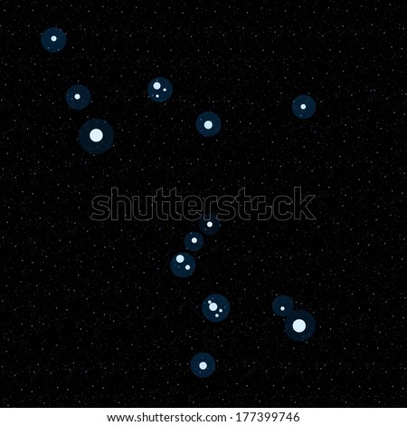 Orion constellation of  on starry sky background
