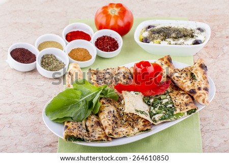 Turkish and Arabian Traditional Herb Pizza Pide Bakery