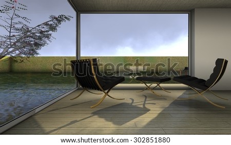 Modern Living Room View Design 3D Interior Rendering