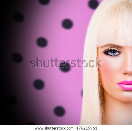 Beautiful girl with pink lips
