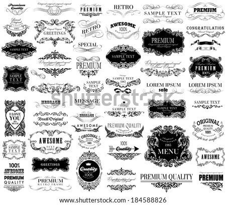 Set of calligraphic and floral design elements can be used for invitation congratulation Set of calligraphic and floral design elements can be used for invitation congratulation