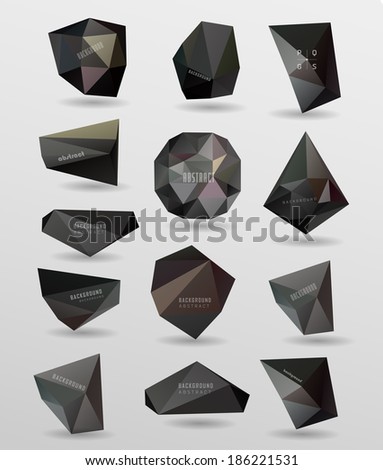 polygonal black bubble, label/ triangles element for your design