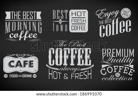 Retro Coffee  Labels and typography background . Coffee decoration collection