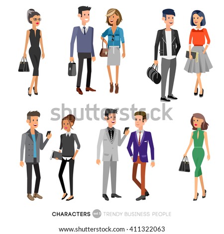 Vector detailed characters people, business people men and women in action. Business people shake hands, with a briefcase, secretary, big boss, startup man, colleagues, business people lifestyle