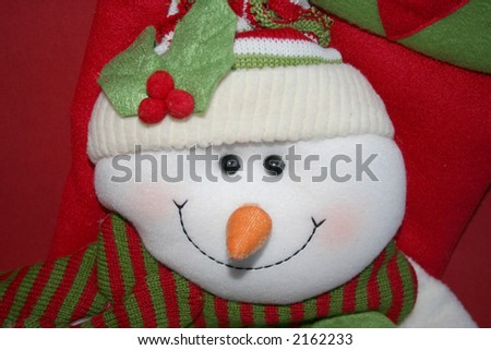 Closeup of a happy snowman