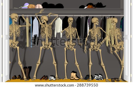 Skeletons in the Closet standing around talking with each other.