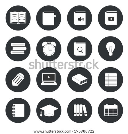Learning education circle icons set Learning education circle icons set