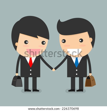 Businessman partnership handshake to business success concept.