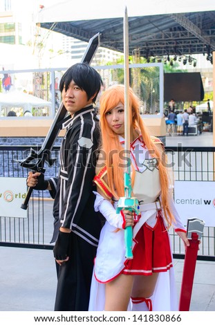 BANGKOK - MARCH 30 : An unidentified Japanese anime cosplay pose in Thai-Japan Anime Music Festival 3 on March 30, 2013 at Central World, Bangkok, Thailand.