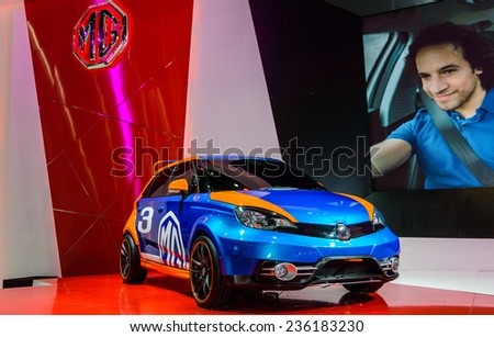 NONTHABURI - December 02 : MG 3 is on display at Thailand International Motor Expo 2014 on December 02, 2014 in Nonthaburi, Thailand.