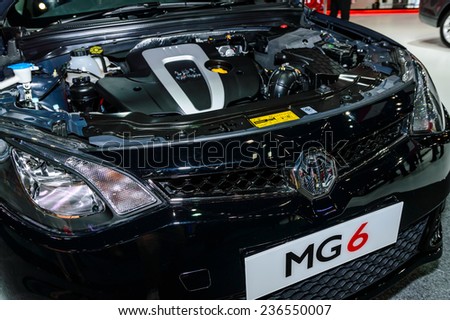 NONTHABURI - December 02 : Engine MG 6 on display at Thailand International Motor Expo 2014 on December 02, 2014 in Nonthaburi, Thailand.