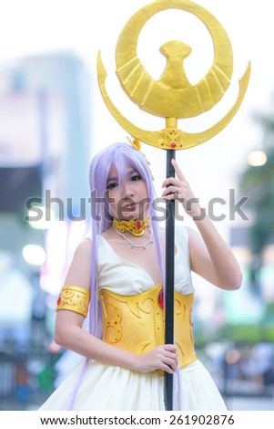 BANGKOK - MARCH 14 : Cosplayer as characters Athena from Saint Seiya in Thai-Japan Anime Music & Festival 5th on March 14, 2015 at Central World, Bangkok, Thailand.