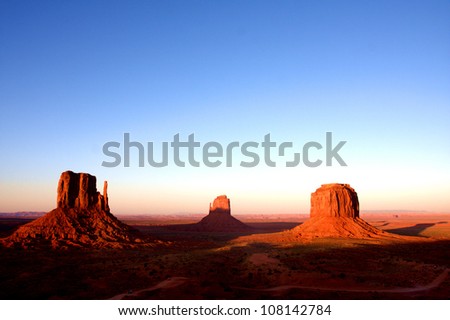 The classic western american  landscape in Monument Valley, Utah