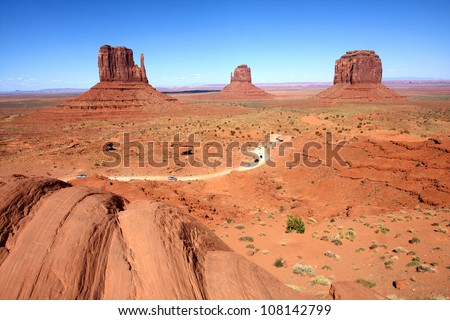 The classic western american  landscape in Monument Valley,  Utah