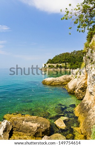 Beautiful view on Adriatic sea - Untouched nature in Miramare, Italy