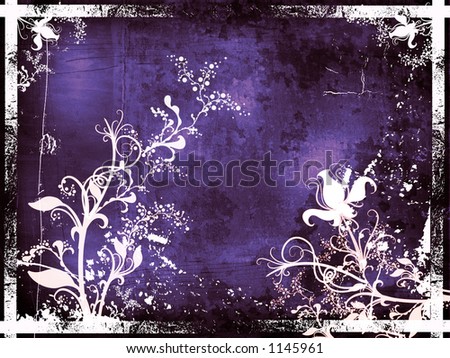 Textured grunge backdrop with floral elements