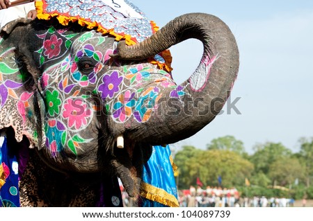 A Painted Elephant At The Elephant Festival In Jaipur, India