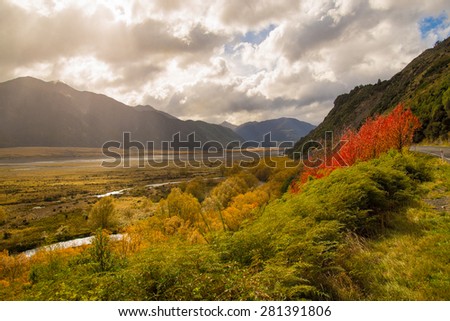 Scenic drive through majestic Arthur's Pass in South Island, New Zealand