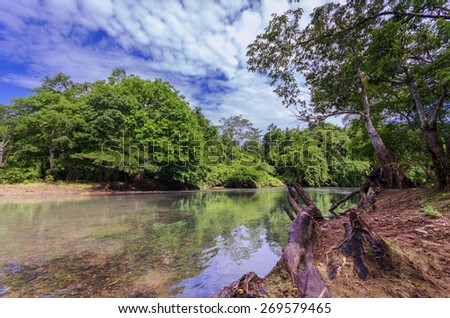Landscape of a river in Malaysia. The place is called as Jeram Tok Din located at Pedu Kedah, Malaysia.