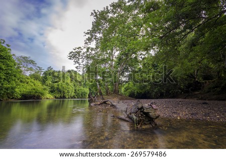 Landscape of a river in Malaysia. The place is called as Jeram Tok Din located at Pedu Kedah, Malaysia.