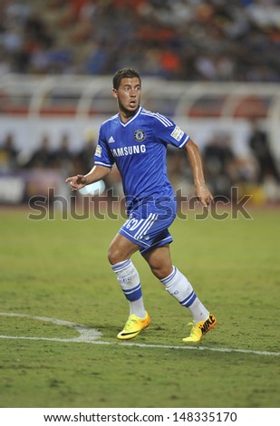 BANGKOK,THAILAND-JU LY17:Eden Hazard of Chelsea run during the international friendly match Chelsea FC and Singha Thailand All-Star at the Rajamangala Stadium on July17,2013 in Thailand.